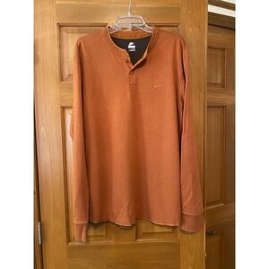 Nike Sportswear Club Men's Size XL Rust Orange Long-Sleeve Henley Shirt